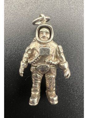 Vintage Articulated Astronaut Sterling Silver 3D Charm 1" 5.4g